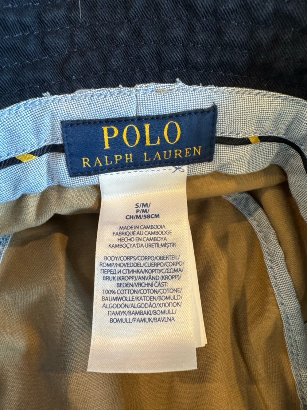 Polo 🏇 Ralph Lauren bucket hat in khaki and navy. S/M - Picture 4 of 4